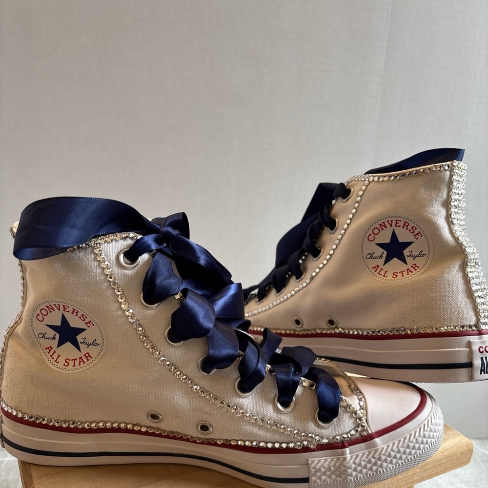 Converse All Star White Sneakers with Rhinestones